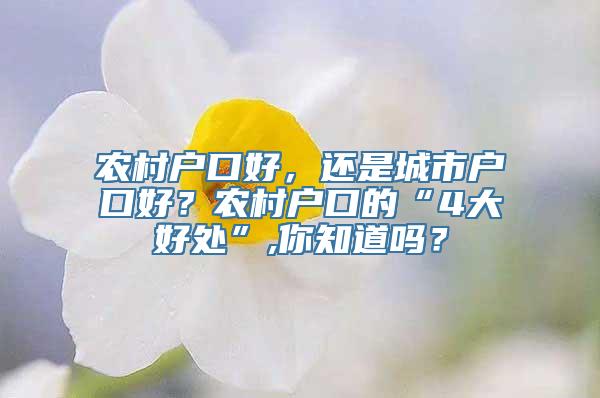 农村户口好，还是城市户口好？农村户口的“4大好处”,你知道吗？