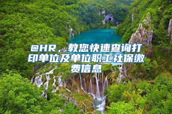 @HR，教您快速查询打印单位及单位职工社保缴费信息