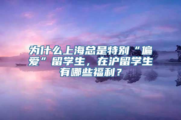 为什么上海总是特别“偏爱”留学生，在沪留学生有哪些福利？