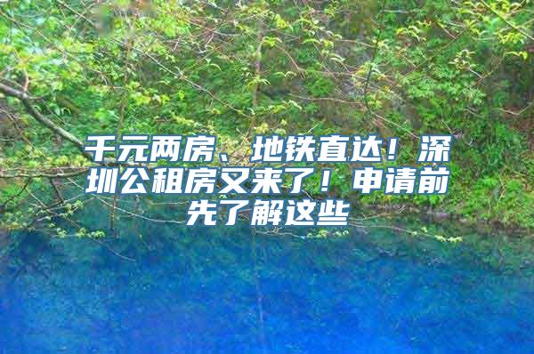 千元两房、地铁直达！深圳公租房又来了！申请前先了解这些