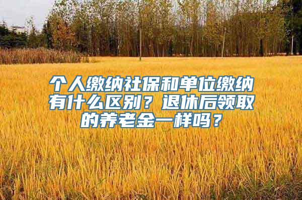 个人缴纳社保和单位缴纳有什么区别？退休后领取的养老金一样吗？