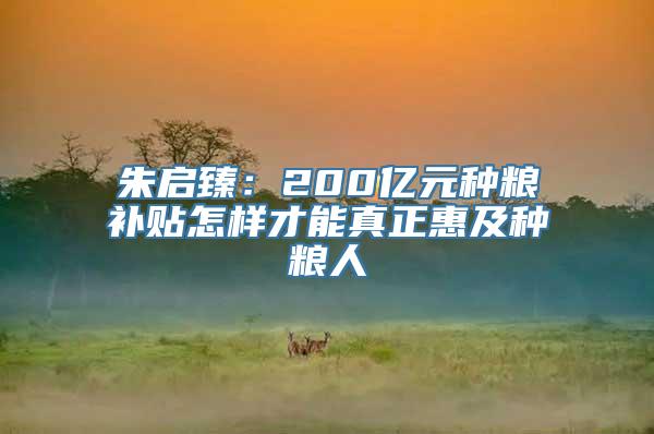 朱启臻：200亿元种粮补贴怎样才能真正惠及种粮人