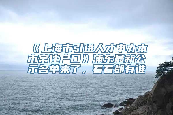 《上海市引进人才申办本市常住户口》浦东最新公示名单来了，看看都有谁