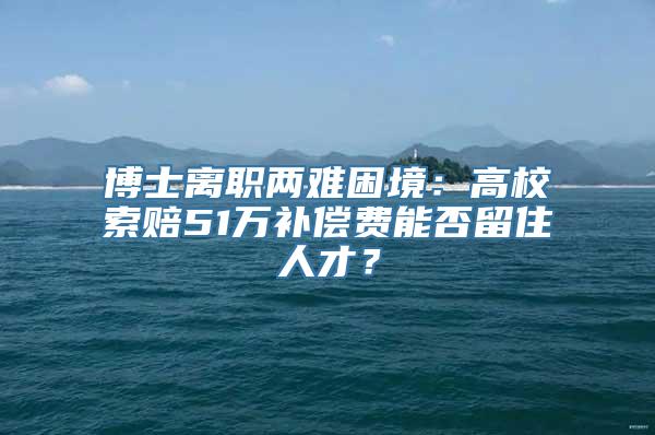 博士离职两难困境：高校索赔51万补偿费能否留住人才？