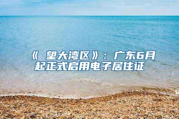 《瞭望大湾区》：广东6月起正式启用电子居住证