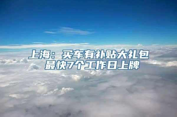 上海：买车有补贴大礼包 最快7个工作日上牌