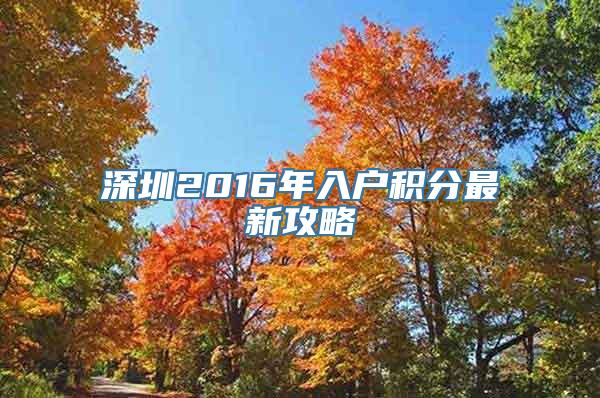 深圳2016年入户积分最新攻略