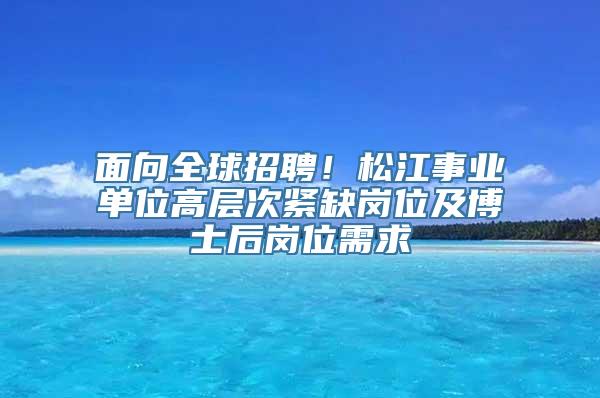 面向全球招聘！松江事业单位高层次紧缺岗位及博士后岗位需求→