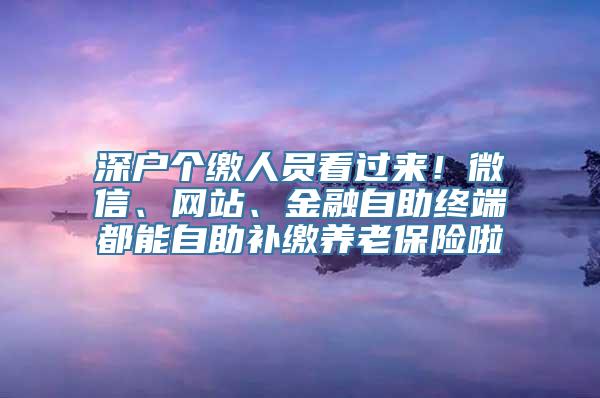 深户个缴人员看过来！微信、网站、金融自助终端都能自助补缴养老保险啦