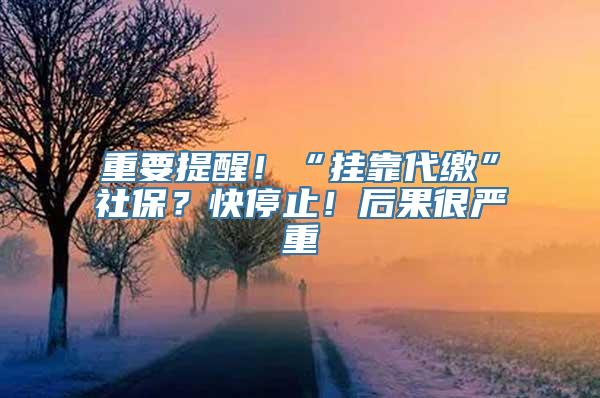 重要提醒！“挂靠代缴”社保？快停止！后果很严重