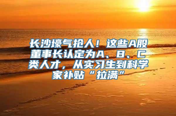 长沙壕气抢人！这些A股董事长认定为A、B、C类人才，从实习生到科学家补贴“拉满”