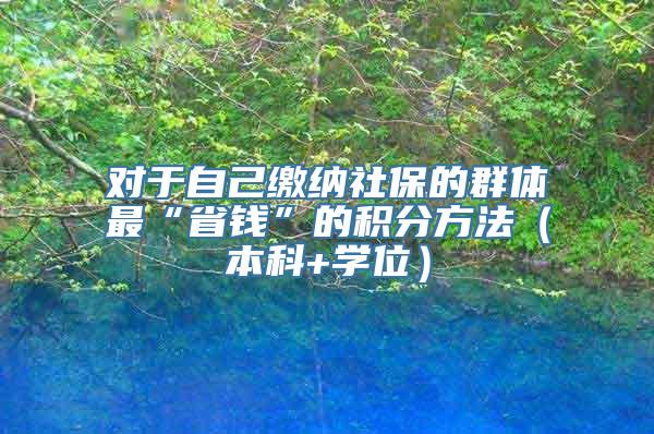 对于自己缴纳社保的群体最“省钱”的积分方法（本科+学位）