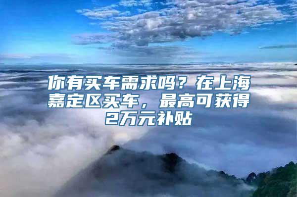 你有买车需求吗？在上海嘉定区买车，最高可获得2万元补贴