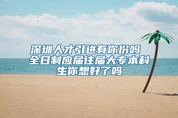 深圳人才引进有你份吗 全日制应届往届大专本科生你想好了吗