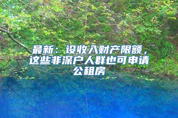 最新：设收入财产限额，这些非深户人群也可申请公租房