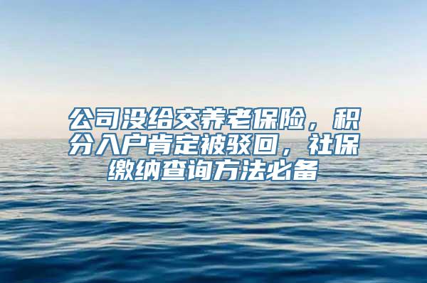 公司没给交养老保险，积分入户肯定被驳回，社保缴纳查询方法必备