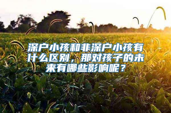 深户小孩和非深户小孩有什么区别，那对孩子的未来有哪些影响呢？