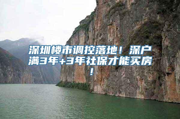 深圳楼市调控落地！深户满3年+3年社保才能买房！