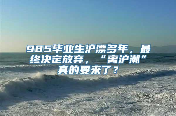 985毕业生沪漂多年，最终决定放弃，“离沪潮”真的要来了？