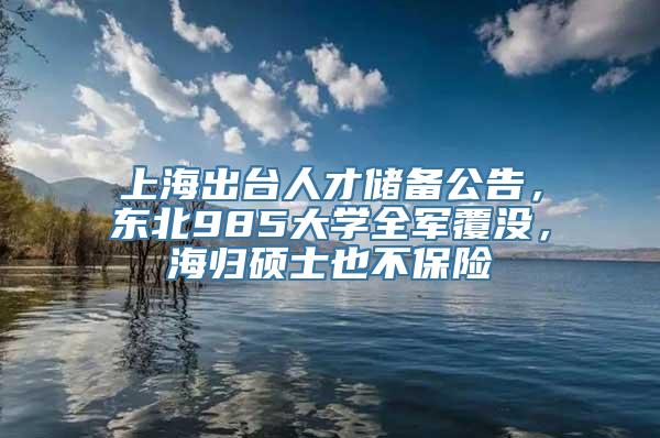 上海出台人才储备公告，东北985大学全军覆没，海归硕士也不保险