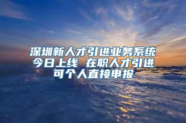 深圳新人才引进业务系统今日上线 在职人才引进可个人直接申报