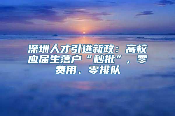 深圳人才引进新政：高校应届生落户“秒批”, 零费用、零排队