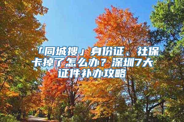 「同城搜」身份证、社保卡掉了怎么办？深圳7大证件补办攻略