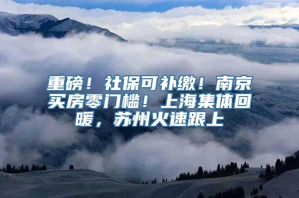 重磅！社保可补缴！南京买房零门槛！上海集体回暖，苏州火速跟上