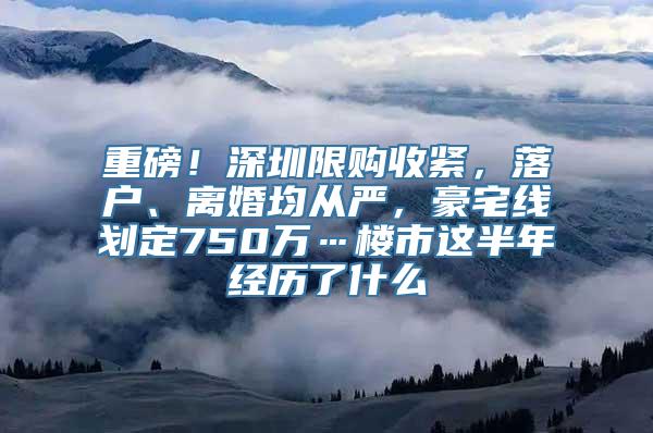 重磅！深圳限购收紧，落户、离婚均从严，豪宅线划定750万…楼市这半年经历了什么