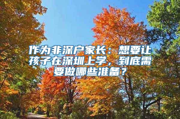 作为非深户家长：想要让孩子在深圳上学，到底需要做哪些准备？