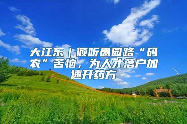 大江东｜倾听愚园路“码农”苦恼，为人才落户加速开药方