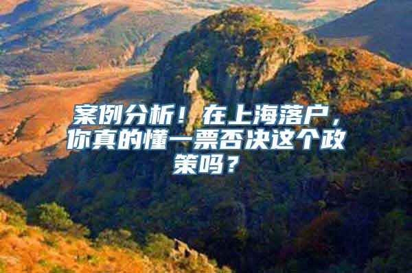 案例分析！在上海落户，你真的懂一票否决这个政策吗？