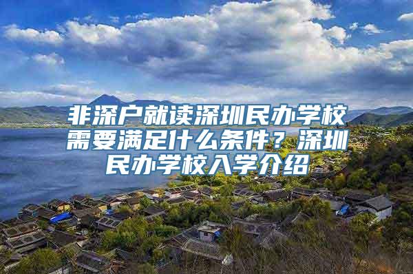 非深户就读深圳民办学校需要满足什么条件？深圳民办学校入学介绍