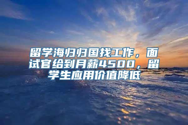 留学海归归国找工作，面试官给到月薪4500，留学生应用价值降低