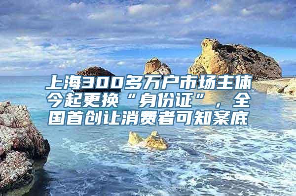 上海300多万户市场主体今起更换“身份证”，全国首创让消费者可知案底