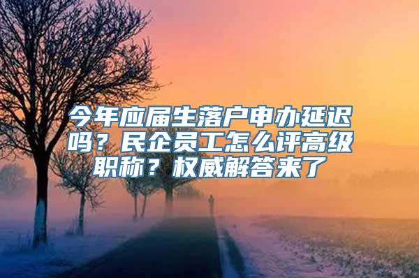 今年应届生落户申办延迟吗？民企员工怎么评高级职称？权威解答来了