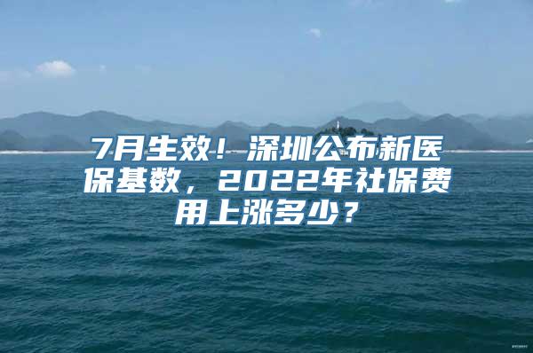 7月生效！深圳公布新医保基数，2022年社保费用上涨多少？