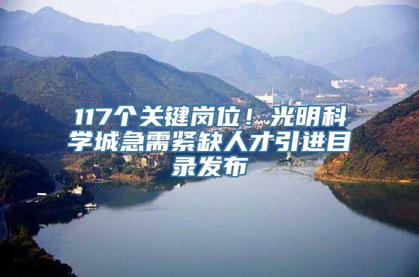 117个关键岗位！光明科学城急需紧缺人才引进目录发布