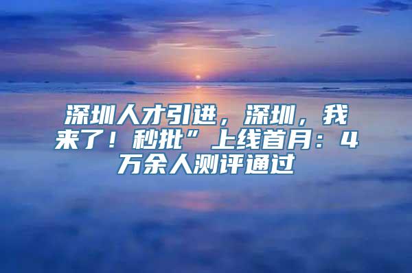 深圳人才引进，深圳，我来了！秒批”上线首月：4万余人测评通过