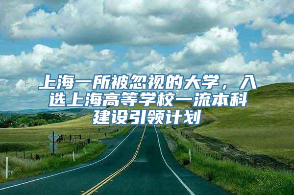 上海一所被忽视的大学，入选上海高等学校一流本科建设引领计划