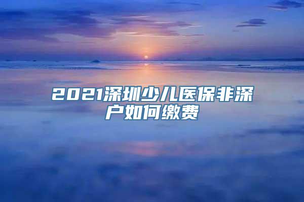 2021深圳少儿医保非深户如何缴费