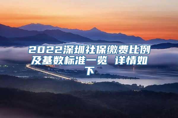 2022深圳社保缴费比例及基数标准一览 详情如下