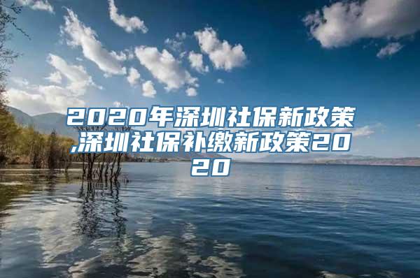 2020年深圳社保新政策,深圳社保补缴新政策2020