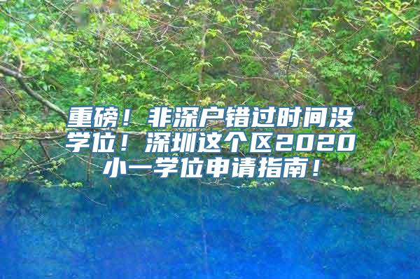 重磅！非深户错过时间没学位！深圳这个区2020小一学位申请指南！