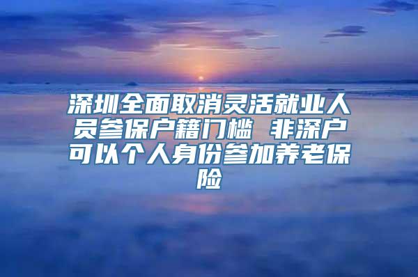 深圳全面取消灵活就业人员参保户籍门槛 非深户可以个人身份参加养老保险