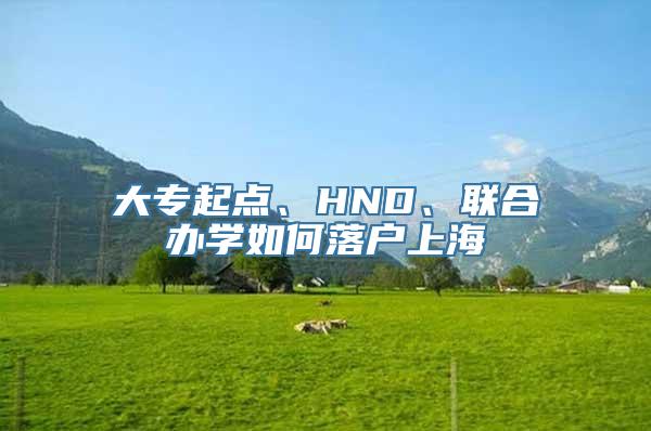 大专起点、HND、联合办学如何落户上海