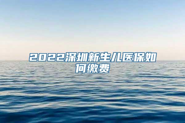 2022深圳新生儿医保如何缴费