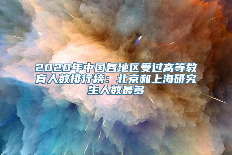 2020年中国各地区受过高等教育人数排行榜：北京和上海研究生人数最多