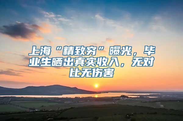 上海“精致穷”曝光，毕业生晒出真实收入，无对比无伤害