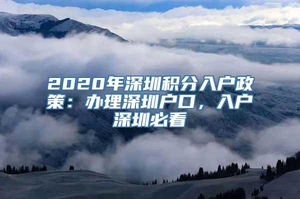 2020年深圳积分入户政策：办理深圳户口，入户深圳必看